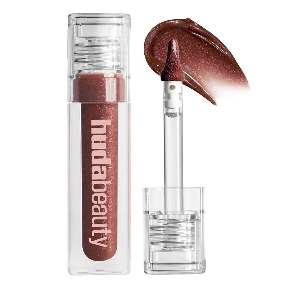 NEW Huda Beauty Icy Nude FAUXFILLER Lip Gloss - Shade She Fire - Brown Shimmer